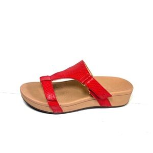 Vionic Red and Tan Pacific Ellie Sandals with Ergonomic Comfort
